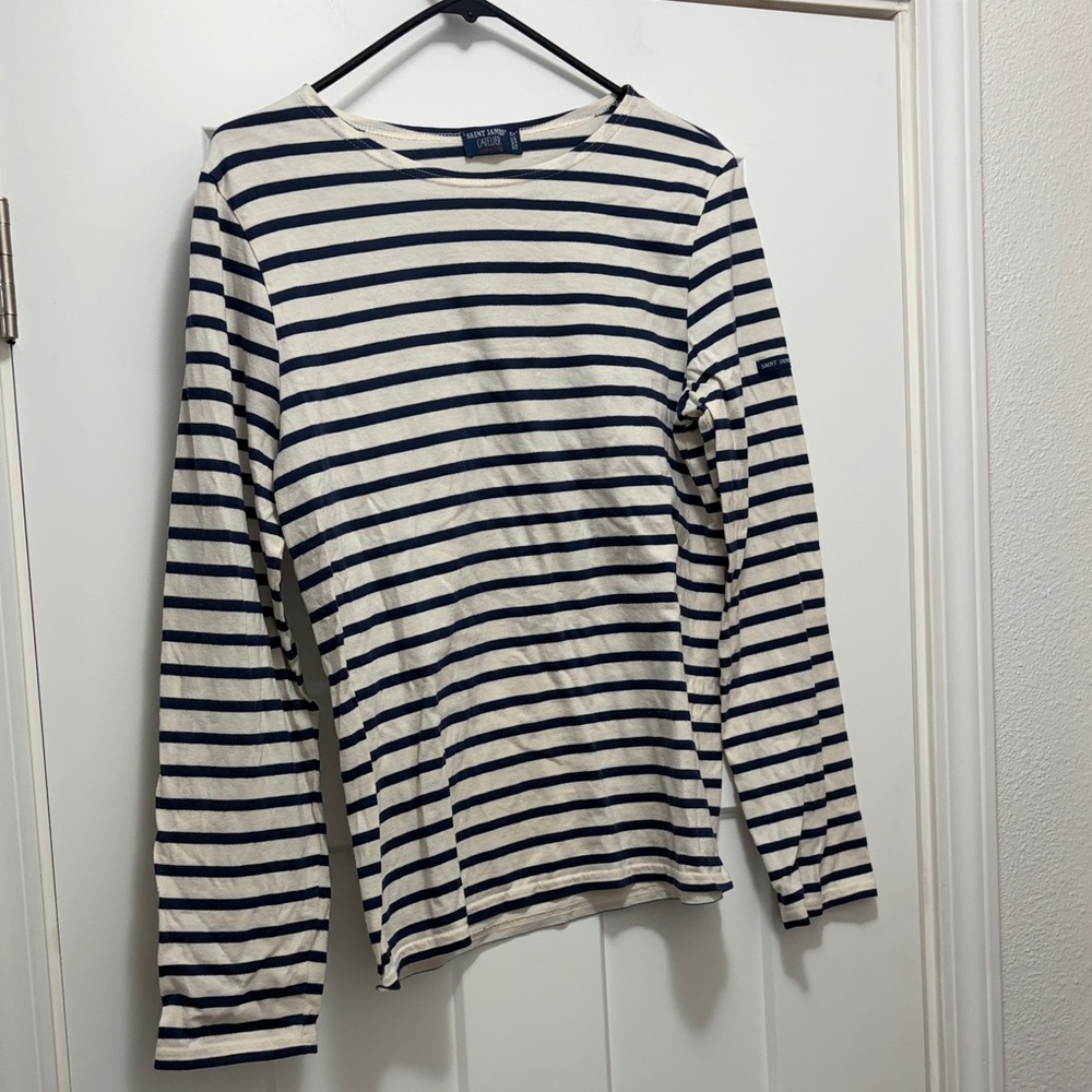 Saint James Navy and White Striped Top
